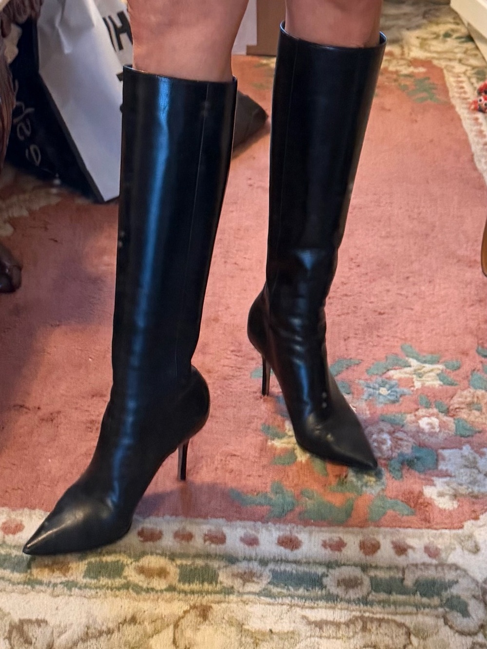 Jimmy Choo Black Over-the-Knee Pointed Toe Boots - Picture 7 of 12